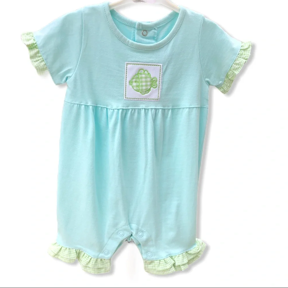🍍NWT‎ Agabang Romper w Fish 🐠 Appliqué 3mo